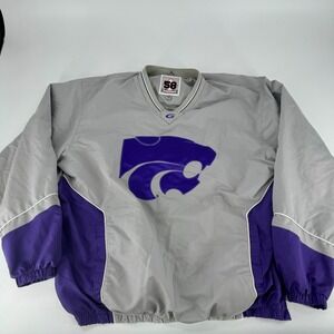 Kansas State Wildcats 58 Sports Pullover Jacket XL Men Purple Grey V-Neck‎